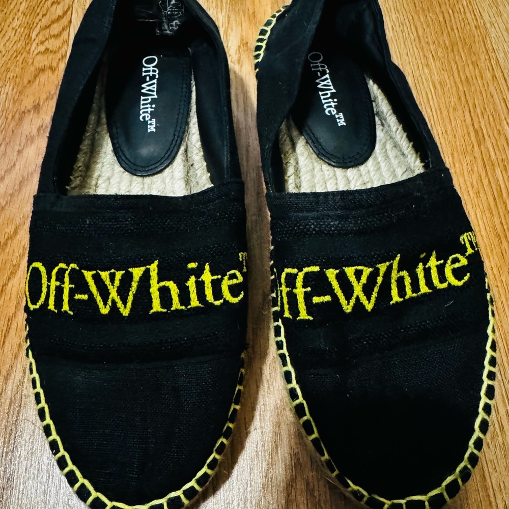 Off-White Black Espadrilles with Yellow Logo